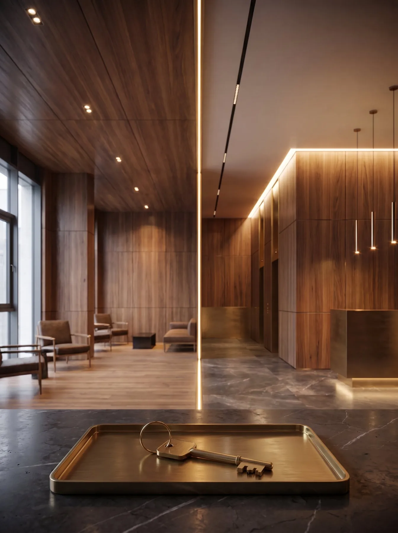 The finished space — timber-lined and lit