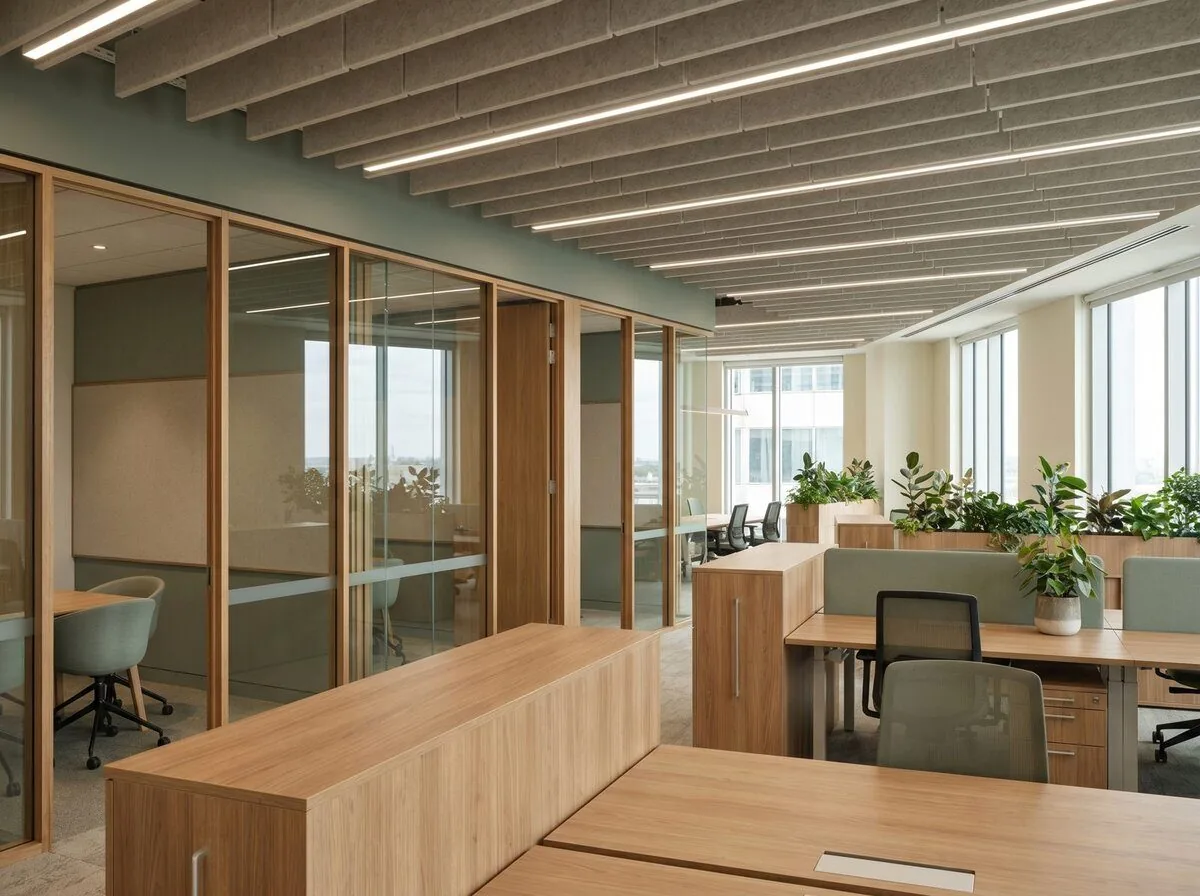 Corporate office fit-out — workstations, partitions and ceilings